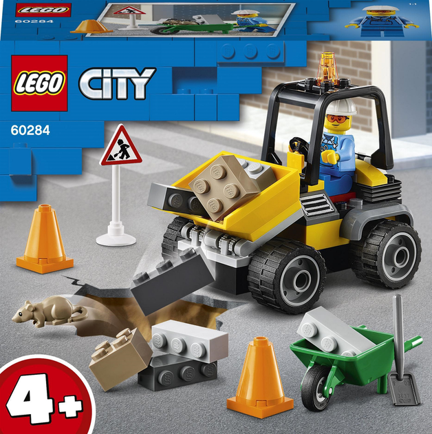 Zestaw klocków LEGO City Great Vehicles Pickup do robót drogowych, 58 elementów (60284) - obraz 1