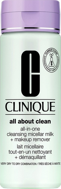 Міцелярне молочко для зняття макіяжу Clinique All About Clean All-In-One Cleansing Micellar Milk + Makeup Remover для сухої та комбінованої шкіри 200 мл (192333013328) - зображення 1