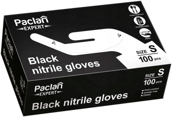 Нітрилові рукавиці Paclan Expert S 100 шт Чорні (5900942137886) - зображення 1