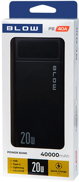 Powerbank Blow PB40A 40000 mAh Black (81-131#) - Zdjęcie 3 Powerbank Blow PB40A 40000 mAh Black (81-131#) - obraz 3