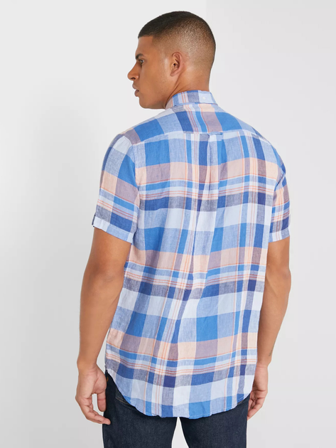 Koszula GANT Linen Madras Reg 3013621 M niebieska (7325705716432) - obraz 2