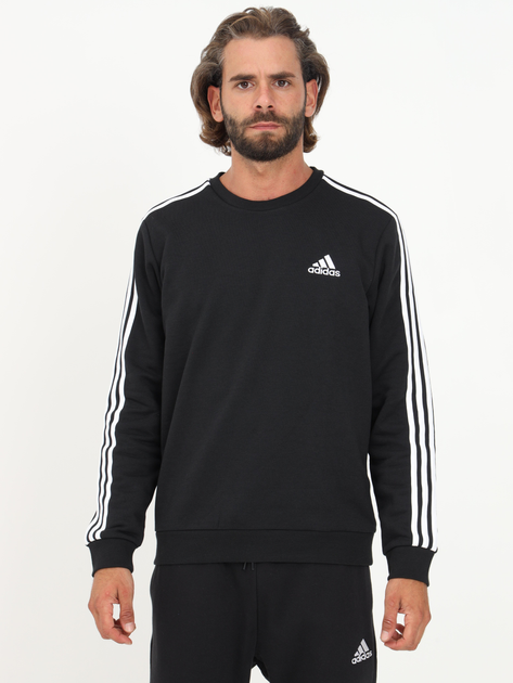 Світшот утеплений чоловічий Adidas 3 Stripe Fleece Sweater GK9106 M Чорний (4064045348394 ) - зображення 1