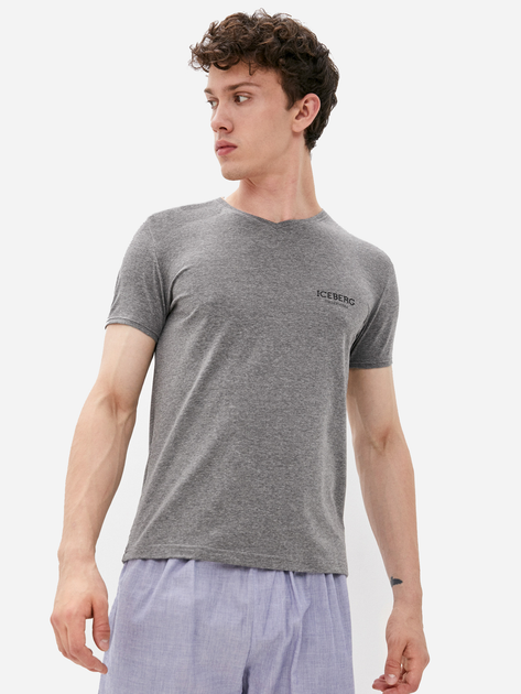 T-Shirt Iceberg V-neck Monopack ICE1UTS02 XL Szary Melanż (8051884133584) - obraz 1