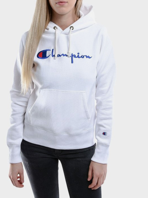 Bluza damska z kapturem kangurka Champion 111555-WW001 XS Biała (8056426484193) - obraz 1