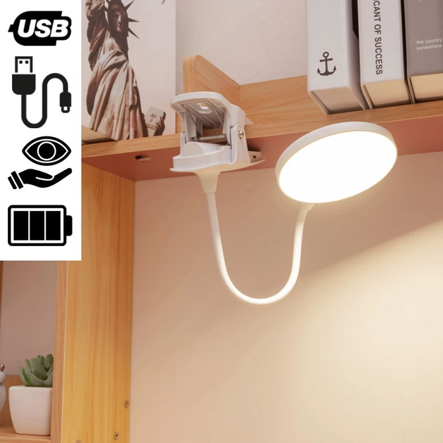 Настольная лампа USB с аккумулятором 15 часов с клипсой 6W RLXHOME ...