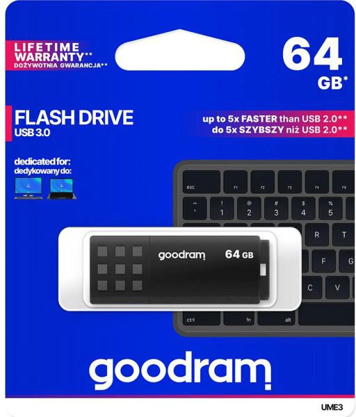 Pendrive Goodram UME3 64GB USB 3.0 Black (UME3-0640K0R11) - obraz 6