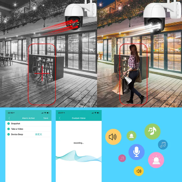 Уличная камера видеонаблюдения WIFI Istil 4Mп, APP iCSee, ночная съёмка, вращение PTZ - изображение 10