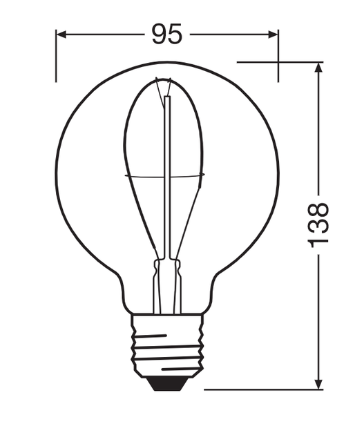 Лампа світлодіодна вінтажна 3.4W 220V 100lm 1800К E27 95x138mm [4058075760950] OSRAM vintage - зображення 3