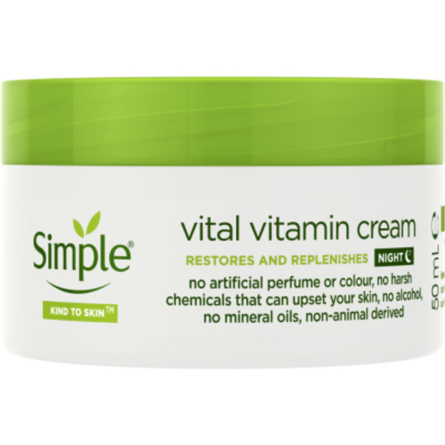 Крем для лица Simple Vital Vitamin Night Cream Kind to Skin Ночной ...