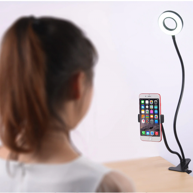 Кольцевая лампа на прищепке подсветка с гибким держателем для телефона Stream Professional Live черный - изображение 4