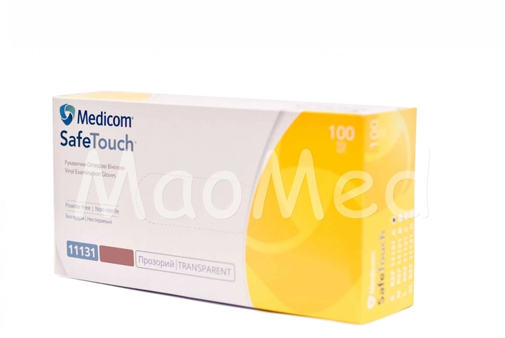 Перчатки виниловые Medicom SafeTouch® без пудры прозрачные M 100 шт - изображение 1