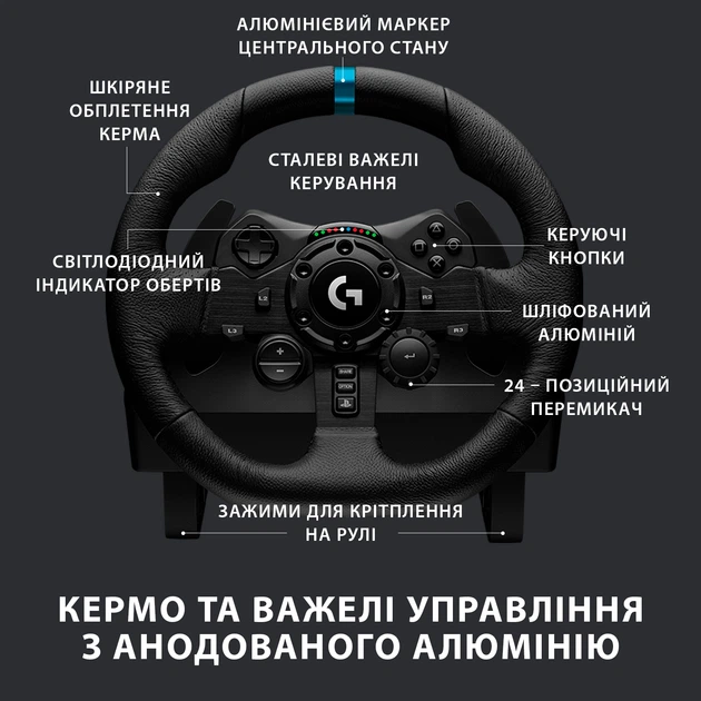 Logitech G923 Racing Kierownica i pedały do ​​PS4 i PC (941-000149) - obraz 6