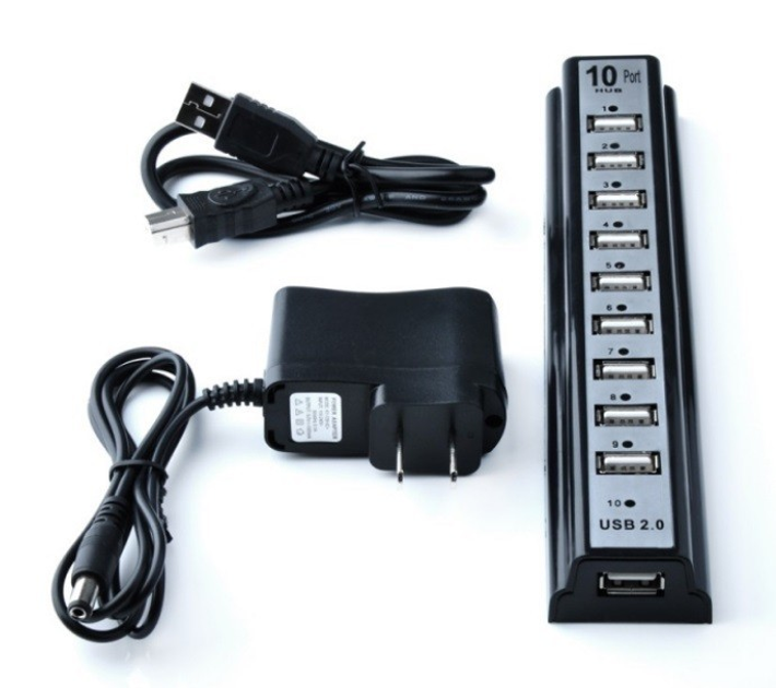 Хаб на 10 портов Digital USB 2.0 с блоком питания (евро) Черный – фото ...