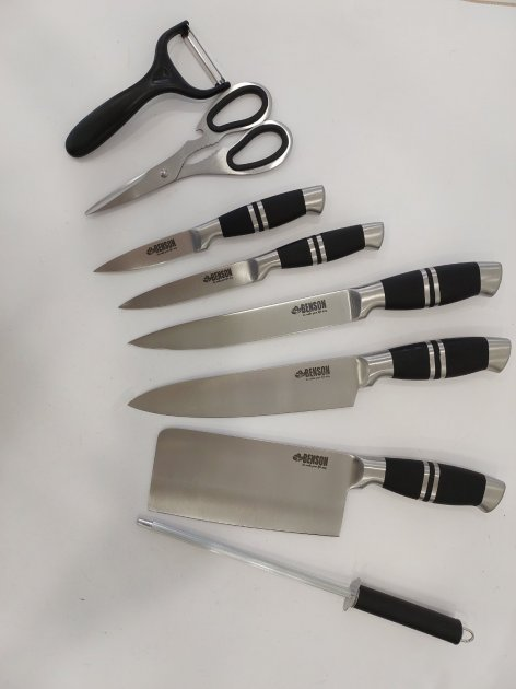Набор кухонных ножей Benson BN-402 9 предметов (5 ножей с лазерной .
