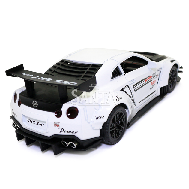 Игрушечная машинка металлическая Nissan GT-R «АвтоЕксперт» Ниссан ГТ-Р белый звук свет 20*6*9 см (GT-2247) - изображение 3