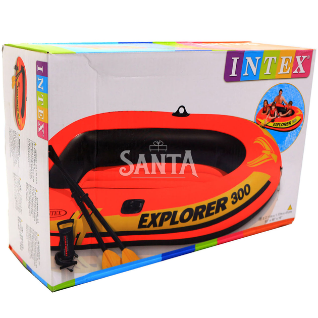 Надувная лодка Intex 211x117x41 см, Explorer 300 Set+, пластиковые весла и ручной насос (58332) - Фото 2 Надувная лодка Intex 211x117x41 см, Explorer 300 Set+, пластиковые весла и ручной насос (58332) - изображение 2