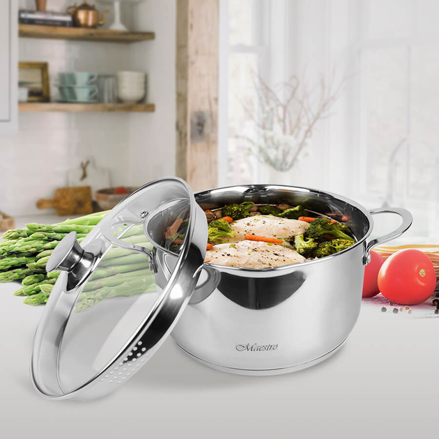 Кастрюля со стеклянной крышкой 16см 1.6л Maestro MR-3510-16 – низкие ...