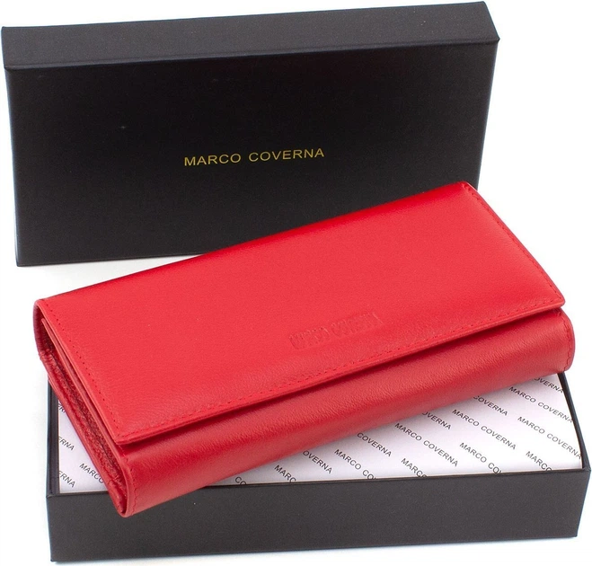 Женский кошелек из натуральной кожи на два отделения 18,5х9 Marco Coverna MA246-Red(17180) красный - Фото 1 Женский кошелек из натуральной кожи на два отделения 18,5х9 Marco Coverna MA246-Red(17180) красный - изображение 1