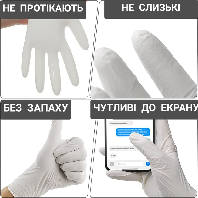 Перчатки нитриловые Medicom SafeTouch® Platinum White без пудры текстурированные размер M 100 шт. Белые (3.6 г) - изображение 2