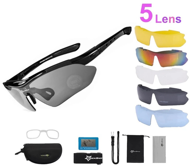 Очки спортивные RockBros Polarized UV400 5 линз велосипедные Черные (PH050411) 