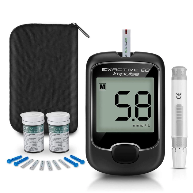 Глюкометр для измерения сахара в крови Exactive EQ с 50 тест полосками - изображение 2