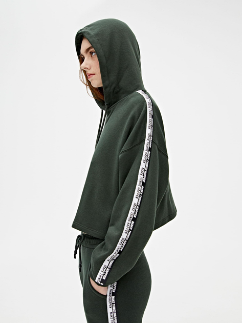 Худи женское Pull & Bear XAZ371906AXLL L Темно-зеленое с белым ...