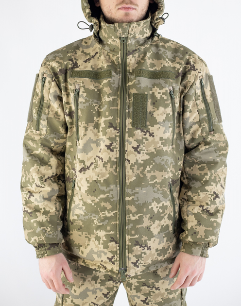 Військова зимова куртка піксель ММ-14 ЗСУ (Softshell+пух), L - зображення 1