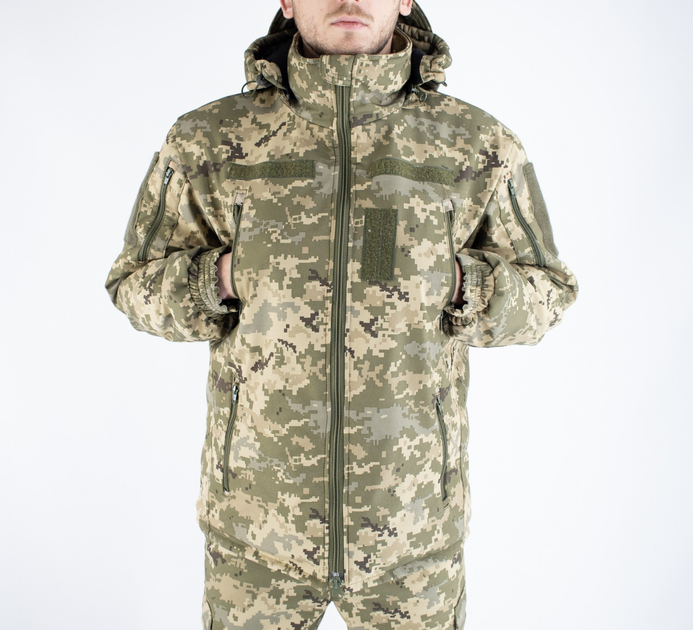 Військова зимова куртка піксель ММ-14 ЗСУ (Softshell+пух), L - зображення 2