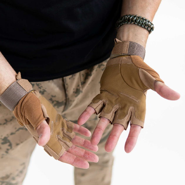 Тактические перчатки беспалые койот 2764k 2XL - изображение 2