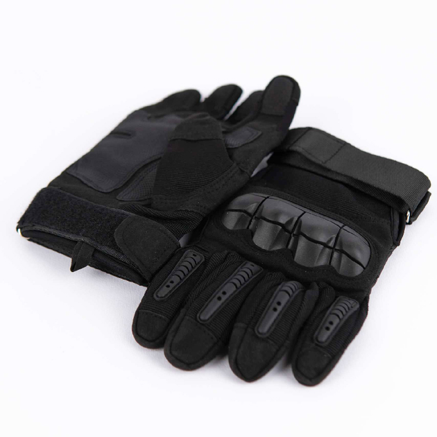 Тактические перчатки сенсорные с кастетом черные 2116b M - изображение 2