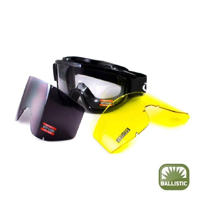 Баллистическая маска Global Vision Wind-Shield 3 lens KIT (три сменные линзы) Anti-Fog - изображение 1