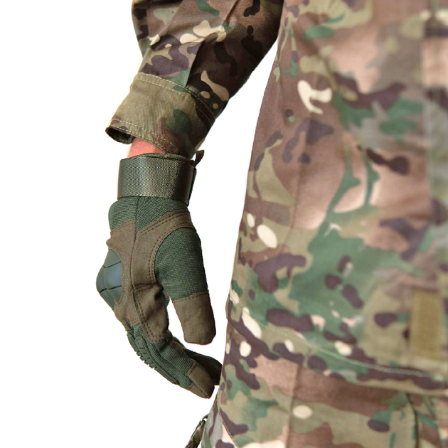Тактические перчатки сенсорные с кастетом хаки 2116h L - изображение 2