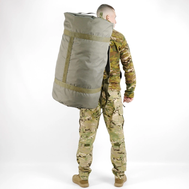 Баул тактичний військовий транспортний сумка-рюкзак 120 л Олива - зображення 1