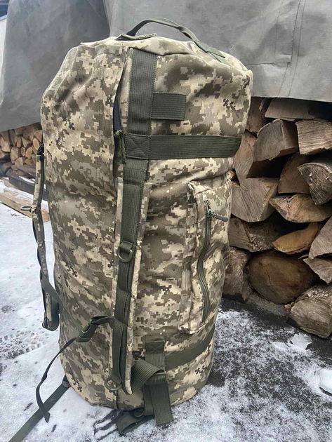 Баул 100 літрів армійський військовий ЗСУ тактичний сумка рюкзак похідний піксель 1818 - зображення 1