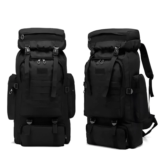 Тактический армейский походный рюкзак на 80 л, 70x33x15 см Черный - изображение 2