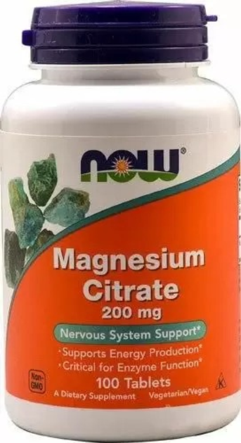 Цитрат магнію NOW Foods (Magnesium Citrate) 200 мг 100 таблеток ...