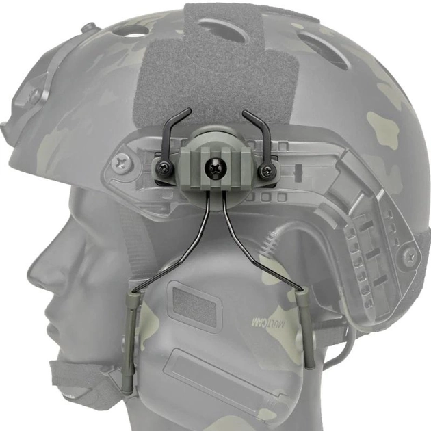 Адаптер крепление с зажимами для установки наушников Earmor M31/M32, Peltor, Walker’s на каску шлем, Хаки (150320) - изображение 1