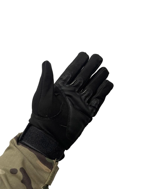 Тактические перчатки с пальцами и накладками Черные XL - изображение 2