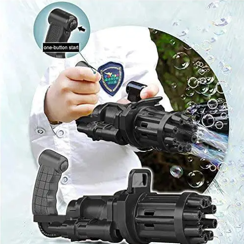Пістолет іграшковий кулемет для мильних бульбашок Bona Bubble gun Gatling чорний - зображення 2