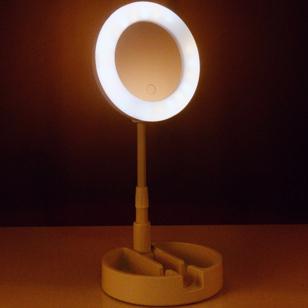 Косметичне дзеркало з підсвічуванням HMD Mirror 16 см LED лампа 3 режими світла, сенсорне керування, USB Білий - Фото 13 Косметичне дзеркало з підсвічуванням HMD Mirror 16 см LED лампа 3 режими світла, сенсорне керування, USB Білий - зображення 13