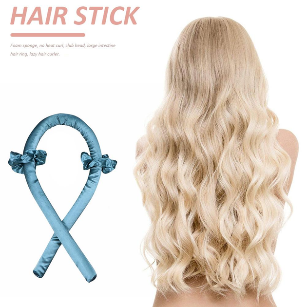 Мягкие бигуди для холодной завивки волос и создания локонов Navi Hair Hold с резинками и заколкой Голубой - изображение 7