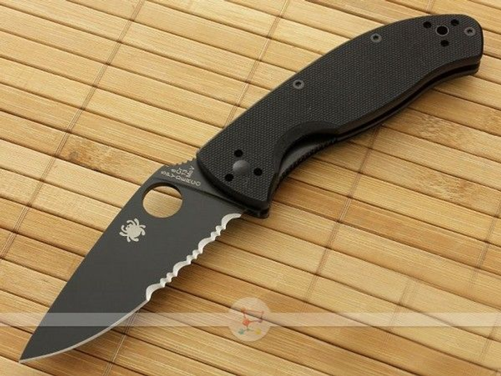 Ніж складний Spyderco Tenacious Black Blade, напівсерейтор (C122GBBKPS) - зображення 2