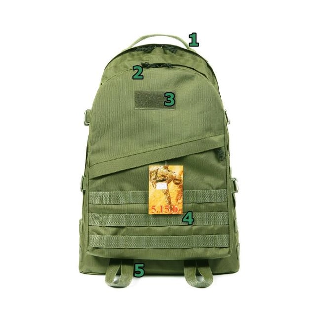 Тактический походный супер-крепкий рюкзак 5.15.b с органайзером 40 литров Олива с поясным ремнем - изображение 2