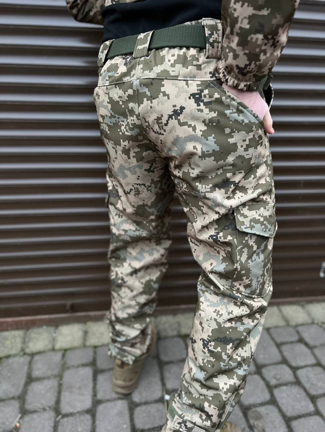 Тактические штаны soft shell пиксель ВСУ Premium, Военные штаны ЗСУ, Тактические штаны на флисе 52р. - изображение 2