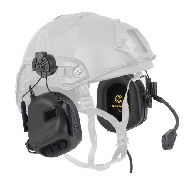Активные наушники стрелковые с микрофоном гарнитурой на каску шлем Opsmen Earmor M32H Черный (150260) - изображение 2