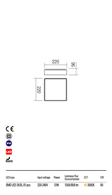 Світильник світильник MARINA PL LED SMD 12W IP65 DG 3000K(5.1.2) Redo 90157 - зображення 3