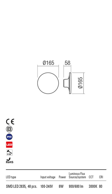 Бра вуличний AURA AP LED 8W IP65 MW 3000K (5.1.2) Redo(Ro) 90368 - зображення 3