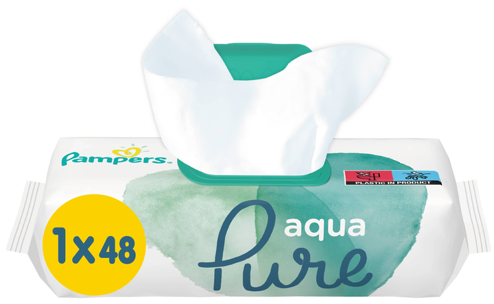 Chusteczki dla niemowląt Pampers Aqua Pure 48 szt. (8001090603326) - obraz 1