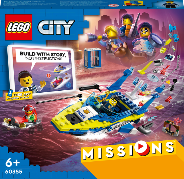 Zestaw klocków LEGO City Missions Śledztwa wodnej policji 278 elementów (60355) - obraz 1