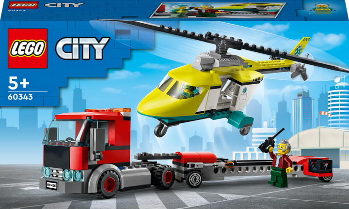 Zestaw klocków LEGO City Laweta helikoptera ratunkowego 215 elementów (60343) - obraz 1